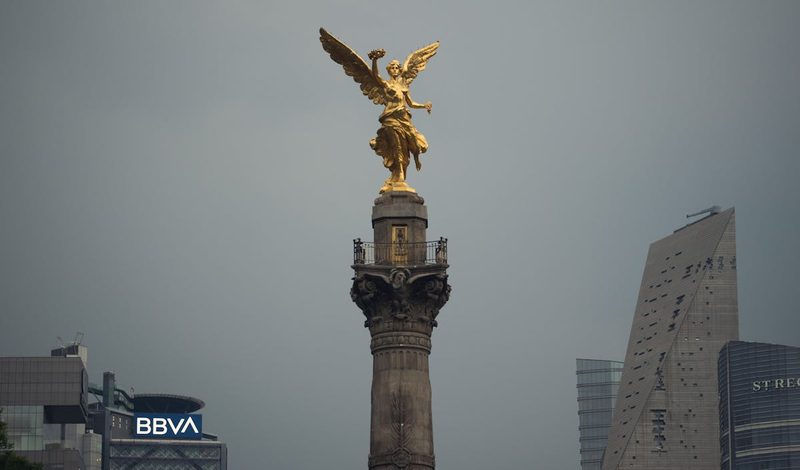 Angel of Independence monument rising above Paseo de la Reforma in Mexico City