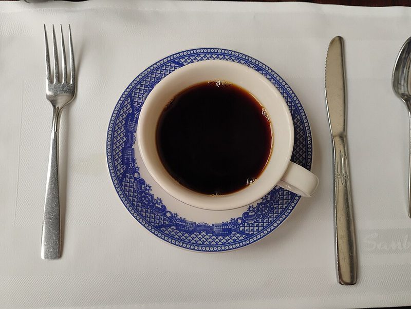 Blue and white tile-covered facade of the Casa de los Azulejos building in Mexico City