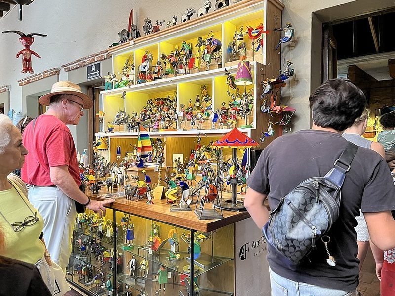 Colorful handicrafts and artesanias on display at the Bazar del Sabado market in San Angel