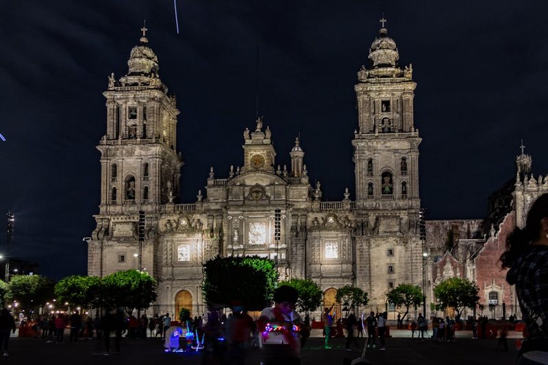 Metropolitan Cathedral at night Mexico City