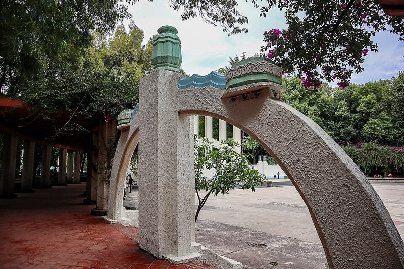 Tree-lined pathways and green spaces in Parque Mexico in the Condesa neighborhood