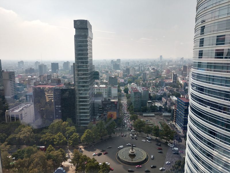 View of the Diana the Huntress Fountain roundabout and Avenida Sevilla looking south in Mexico City