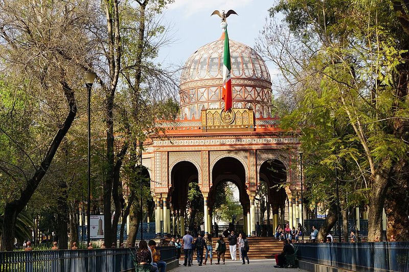 The ornate Kiosco Morisco Moorish Kiosk in the Santa Maria la Ribera neighborhood of Mexico City