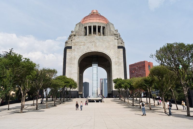 The imposing Monument to the Revolution building with its distinctive copper dome in Mexico City