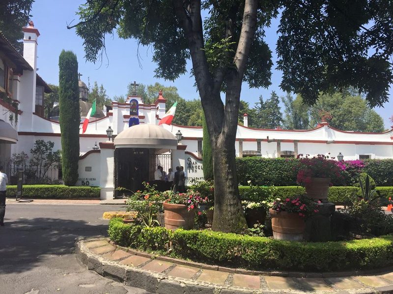 Historic San Angel Inn building and courtyard in the San Angel neighborhood of Mexico City