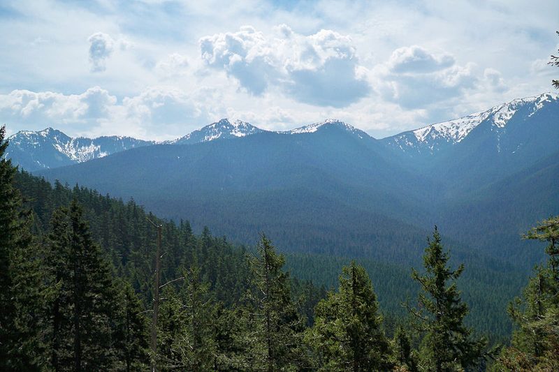 Rocky peaks of the Cumbres del Ajusco mountains rising above the tree line south of Mexico City