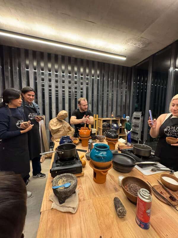 Bean to Beverage: Roast and grind cacao into chocolate - Roasting cacao beans over the first part of the class