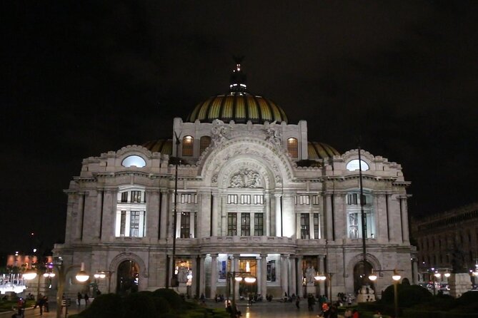 Night Tour of Mexico City Panoramic Ride on a Double-Decker Bus - The Angel of Independence under lights