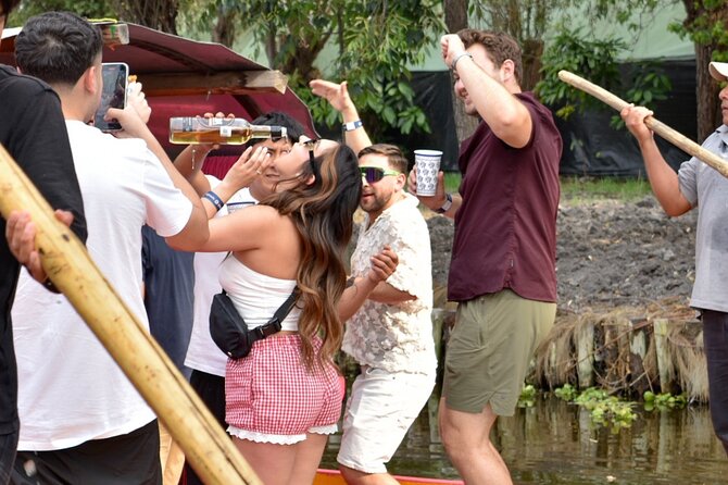 Xochimilco International boat party with open bar and tacos - Boarding the boat and settling into the group